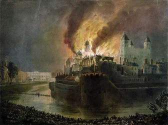 Zerstörung der kleinen Rüstkammer im Tower of London am 30. Oktober 1841